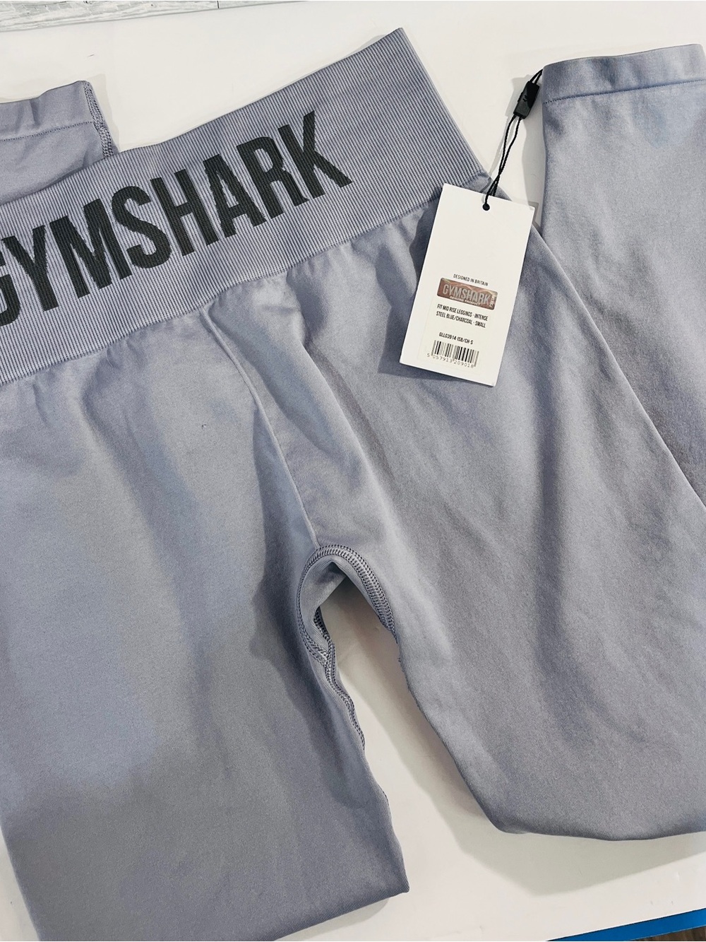 Gymshark Intense Steel Blue/Charcoal Mid Rise Leggings Tag
